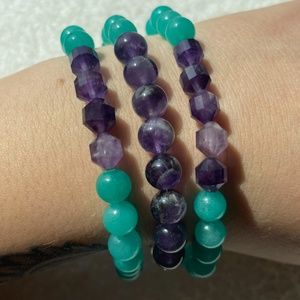 Handmade Blue Agate & Amethyst Crystal Bracelets